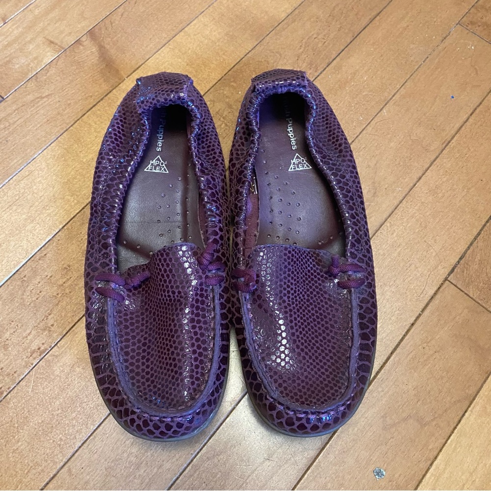 Hush Puppies Purple Snake-Embossed Leather Loafers